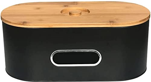 ABGRC Küche Brotkästen Brotkasten aus Metall, Brotkasten mit Holzschneidebrettdeckel, kreativer Brotaufbewahrungsbehälter mit transparentem Fenster Dekor