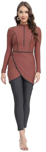 seafanny Womens' 3 Pieces Muslim Swimwear Full Cover Hijab Burkini Modest Swimsuit(Pink 10-12) L