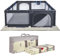 ONVAYA® Laufgitter mit faltbarer Spielmatte Motiv Straßenverkehr | Laufstall für Babys | 160 x 160 cm | Schutzgitter für Kinder | Rechteckiges Krabbelgitter | Absperrgitter | Babyzaun in Grau