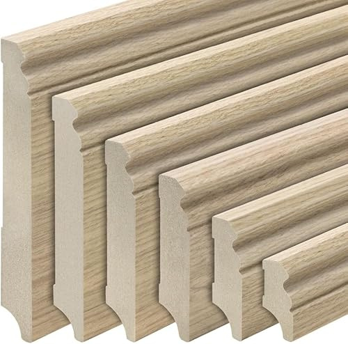 REESE | Sockelleisten | MDF Holz-Optik Eiche foliert | Hamburger/Berliner Profil | 100mm - 5 Stück / 11,5lfm
