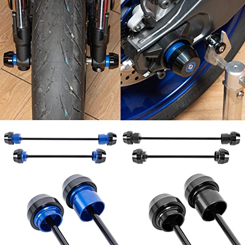 Motorrad Vorderrad Hinterrad Rahmen Schieber Kompatibel mit YZF-R7 YZFR7 2021 2022 2023 2024 Vorderachsgabel Hinterradachse Absturzsicherung Crash-Schutz Sturzschutz Crash-Schiebe, Schwarz (Schwarz)