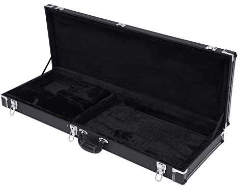 Bazargame Gitarrenkoffer E-Gitarre Hartschalenkoffer Holz Wetterfester Tragbare Quadrat Gitarre Hartschale Gitarrencase E-Gitarrenkoffer Mit Schlüssel (Schwarz)