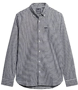 Superdry Men's Long Sleeve Shirt T, Eclipse Navy Gingham, L
