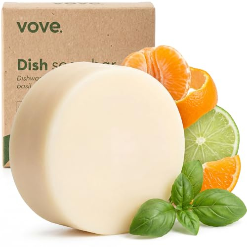 Vove Solid Washing Up Soap Bar, Coastal Citrus Mint, Plant-Based, 1 Bar