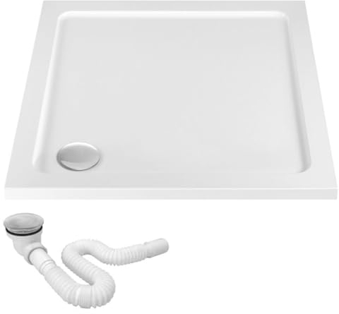 Rea Receveur de douche acrylique Savoy White 90 x 90 cm Bac à douche antidérapant pour Salle de bain (blanc)