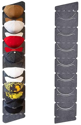 KLOP256 Kappenhalter, Baseball Cap Halterung, Einreihig Hat Rack Cap Halterung Wand Kappen Display Hängend Kappen Halterung mit 7 Taschen