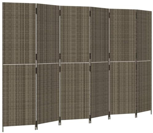 vidaXL Paravent 6-TLG. Grau Poly Rattan