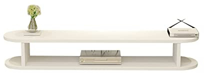 Schwimmender TV-Ständer, TV-Schrank, offenes Aufbewahrungsdesign, Set-Top-Box aus massivem Holz, wandmontierter TV-Schrank mit Drahtloch, verwendet im Medienraum, Unterhaltungsraum (weiß 80 cm)