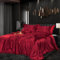 Bettwäsche Set Satin 155x220cm 3teilig Rot Silky Touch Glänzend Seide Einfarbig Bettbezug Set Glatt Luxus Weinrot Bettwäsche Set weicher Doppelbettmit Reissverschluss und Kissenbezüge 80x80cm