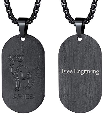 FaithHeart 12 Sternzeichen Halskette mit Textgravur,Personalisierte Kette für Herren Damen, Individuelle Textgravur auf Rückseite, Geschenk für Verliebte