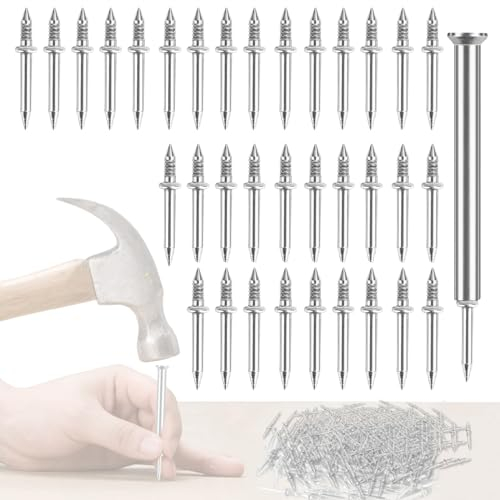 200PCS Chiodi Doppia Testa Muro, Lunghezza 100 Mm, Chiodo Doppia Testa Filetto Base, Chiodo Doppia Testa, Chiodo Doppio Battiscopa, Per Tracce, Viti Di Sicurezza Invisibili Strumento Manica