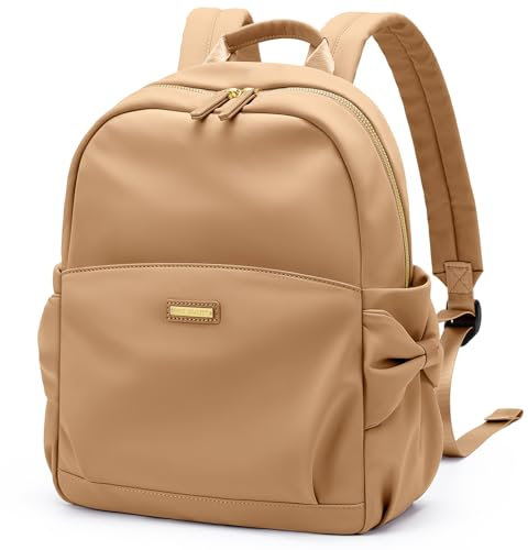 GOLF QUALITY Petit Sac à Dos Femme Chic Mini Sac a Dos Feminin Elegant Leger Sacs à Main Portés Dos Femme Tendance Cartable Backpack pour Voyage Sac à Dos Loisir Collège Brun terre