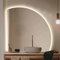 ZYBOWAYL Specchio da Bagno Semicerchio con Retroilluminato, 90/100cm Anti-Appannamento Specchio da Parete, 80cm Dimmerabile Specchio da Trucco, 70cm Specchi Decorativi a Mezza Luna(20,Left Undercut)
