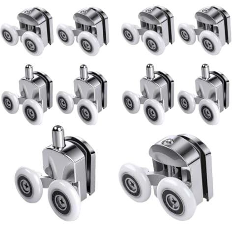 AFDHGS Shower Door Rollers Rv Parts - 10 Pcs Zinc Alloy Wheels 23mm with Anti Collision Block and Screws for Curved and Bathroom Glass Doors