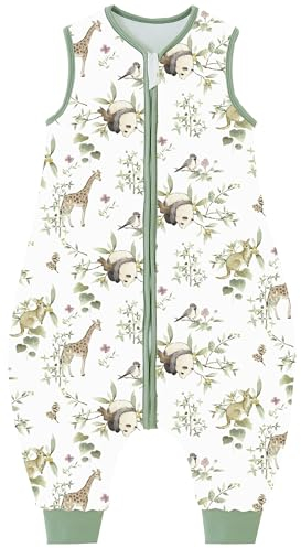 Chilsuessy Baby Schlafsack mit Füße 2.5 Tog Ganzjahres Schlafsack Baby Schlafsäcke Babyschlafsack mit Beinen für Säugling Kinder, 2.5 Tog/Schöner Zoo, 90cm/Baby Höhe 100-110cm