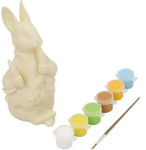 Quickdraw Paint Your Own Peter Rabbit Figure Kids Painting Craft Set DIY Model with 6 Paints & Brush