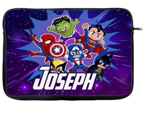 Personalised Superhero Cartoon theme Back to School Gift for Kids, Laptop Sleeve/Cover. (14)