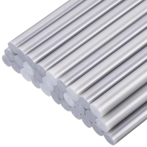 sourcing map 30pcs Mini Hot Glue Gun Sticks 11mm x 100mm High Sticky Large Hot Glue Sticks for Glue Gun, Metallic Silver