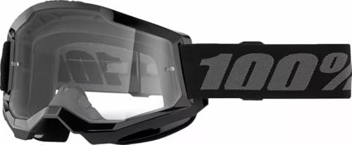 Parts Europe 100% Unisex Erwachsene MX Cross Brille Strata 2 schwarz - clear Lens