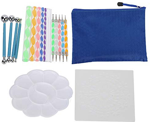 Mandala Dotting Tools Set 20Pcs | Lightweight Plastic & Stainless Steel | DIY Rock/Nail/Canvas Painting Kit | Storage Pouch & 16 Tools Included