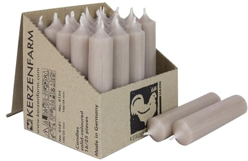Kurze Stabkerzen Tafelkerzen durchgehend gefärbt Spitzkerzen für die Tisch-Deko zur Hochzeit Weihnachten & Party (25, Taupe)