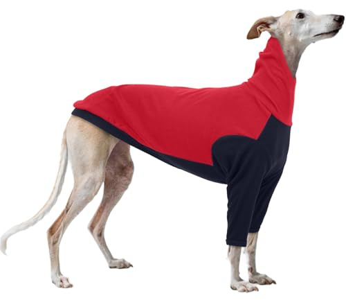 Whippet Mantel, Hundepullover Windhund Hundemantel Windhund Greyhound Sweater Fleece Whippet Kleidung Hundeschlafanzug Hundepulli Hunde Pyjama(Rot, S)