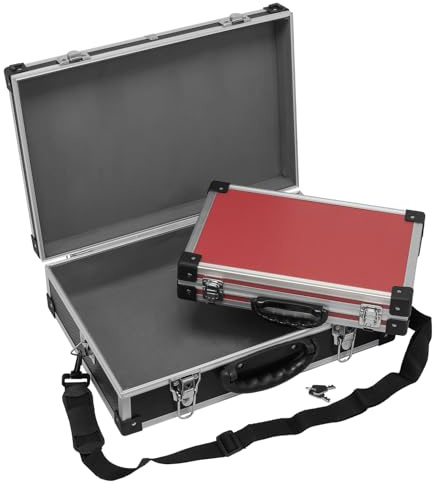 anndora Werkzeugkoffer Alurahmenkoffer im SET - Groß schwarz 43 x 32 x 13,5 cm + klein Rot 32,5 x 24 x 8,5 cm