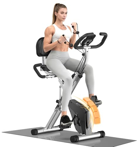 Botifly Cyclette Pieghevole da Casa 4 in 1, Bicicletta magnetica pieghevole, Resistenza magnetica regolabile a 16 livelli, monitor LCD e sensore di frequenza cardiaca