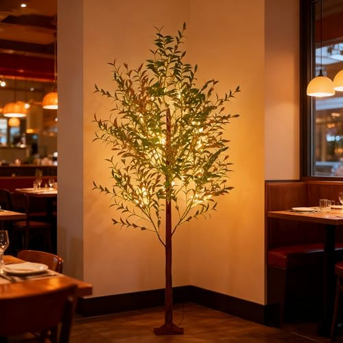 Froadp Premium LED-Baum 180cm Künstlicher Olivenbaum Lichterbaum mit 300 Warmweißen LEDs Weihnachtsdeko Kunstbaum für Weihnachten Halloween Partys Innen- und Außenbereich