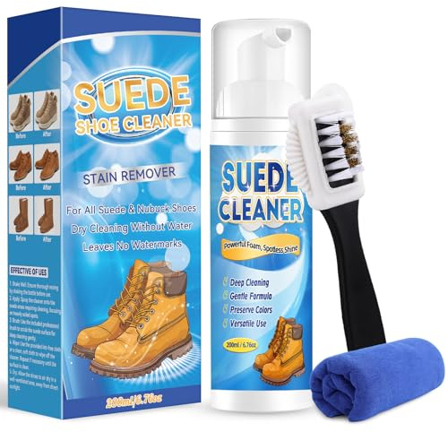 Bondtech Suede Cleaner 200 ML, Nubuck & Suede Shoe Cleaner with Brush & Towel, Foam Removes Dirt and Stains from Shoes, Boots, Bags, Jackets, Purses & Furniture (200 ml)