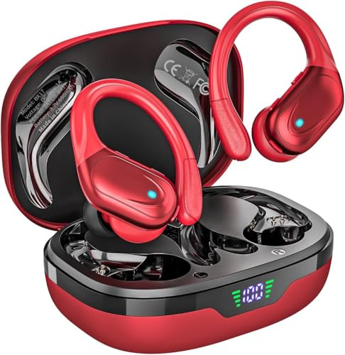 HAOYUYAN Wireless Earbuds, 80-Hour Playtime Bluetooth 5.3 Sport Headphones, IPX7 Waterproof Earphones with LED Display, Advanced Noise Reduction, Secure Fit for Gym/Running