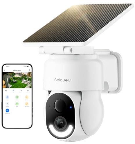 GALAYOU Solar Security Camera Outdoor Wireless - Outdoor Camera 2K CCTV, R6 | Pan&Tilt Battery Powered, Color Night Vision, PIR Human Detection, Real-time Alert, Cloud/TF Card Storage, IP65, 2.4GHz WiFi