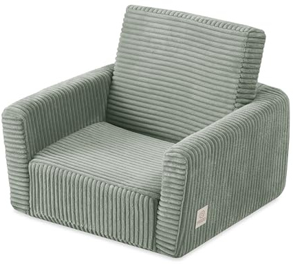 MISIOO Kindersessel CUBIE aus Cord, ausklappbarer Kinder Sessel und Baby Sofa, weicher Sessel für Kinderzimmer, klappbar zum Liegen, Kleiner Babysessel für Kleinkinder