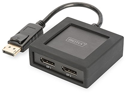 DIGITUS DisplayPort Grafik Adapter, Splitter, DP zu 2x DP, 4K Ultra HD, 4096 x 2160 Pixel, Schwarz