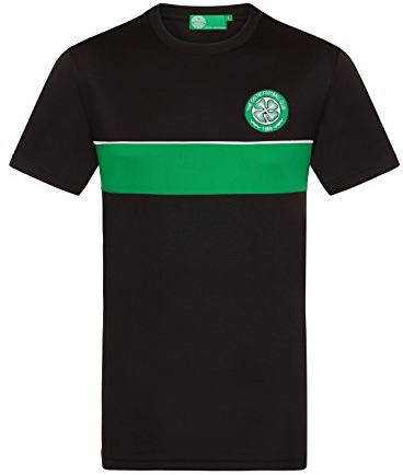 Celtic FC Official Gift Mens Poly T-Shirt Black Green XL