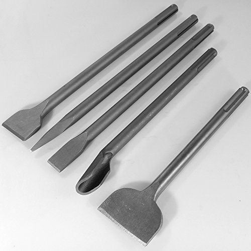 5 Stück SDS Max Meissel Set Meißel Kanal Spitz Flach Fliesenmeißel 300-400 mm