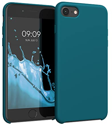 kwmobile Case Compatible with Apple iPhone SE (2022)/SE (2020)/8/7 - TPU Silicone Phone Cover with Soft Finish - Teal Matte