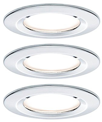 Paulmann Einbauleuchte LED Nova rund 6,5W GU10 Chrom IP44 spritzwassergeschützt 3er-Set starr