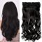TESS Clip in Extensions Gewellt 60 cm, Naturschwarz Haarverlängerung 1 Teil 5 Clips Hair Extensions Clip in Synthetic Haarteil für Frauen
