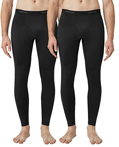 LAPASA Pacco da 2 o 1 Calzamaglie Termica Uomo Fodera in Pile Peso Medio/Pesante Pantaloni Termici Sportivi Strato Base Intima Leggings Caldi Nero (Pacco da 2) S