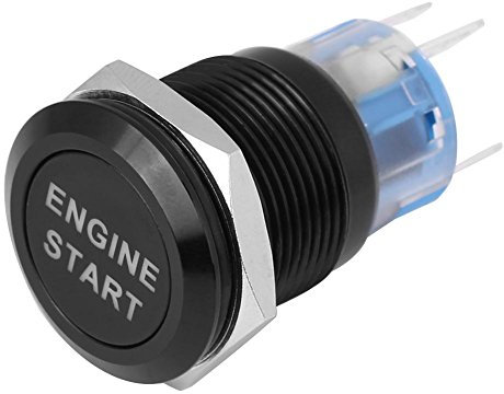 Qiilu Auto Bouton-poussoir, D¨¦marreur d'allumage ¨¤ interrupteur ¨¤ bouton-poussoir de d¨¦marrage de moteur de voiture ¨¦tanche 12V (Noir)