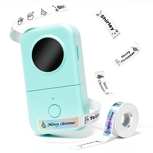 Phomemo D30 Etikettiergerät Bluetooth Etikettendrucker Selbstklebend Beschriftungsgerät Thermo Ettikettiergeraet für Zuhause,Küche,Schule,Büro,Mini Label Printer Kompatibel mit iOS & Android - Grün