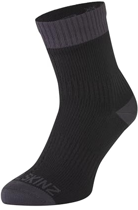 SEALSKINZ Unisex Waterproof All Weather Ankle Length Sock - Black/Grey, Small