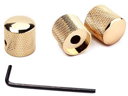 Alnicov 3Pcs Guitar Knobs Metal Dome Knurled Barrel For Electric Guitar Parts (Gold)