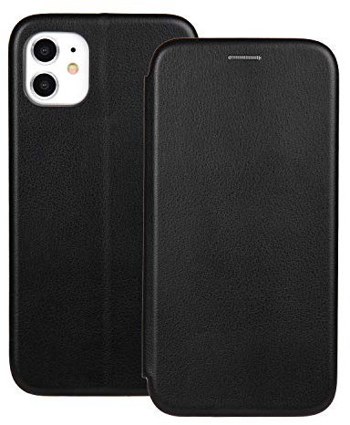 Premium Book-Style Hülle kompatibel mit iPhone 12 Pro (6.1) Hülle Tasche Handy Tasche Flip Case Magnet Schutz Klapp Etui Buch Cover Schale Wallet in schwarz