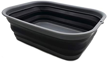 SAMMART 12L Bañera Plegable – Bañera Plegable – Lavabo portátil – Bañera de plástico para Ahorrar Espacio (1, Gris/Negro)