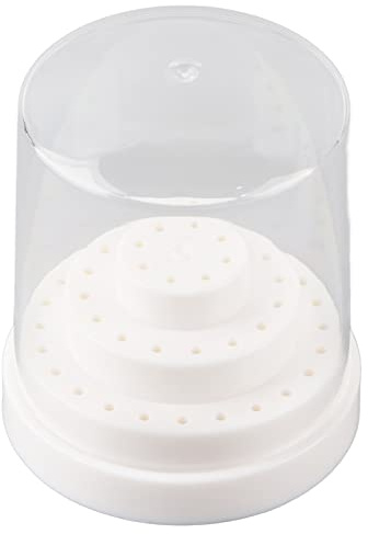 Porta Punte Fresa Unghie, 5,3x5,3x6,2cm 48 Fori Scatola di Immagazzinaggio per Trapano per Unghie Scatola di Visualizzazione, per Raccogliere Le Punte Fresa Unghie(white)