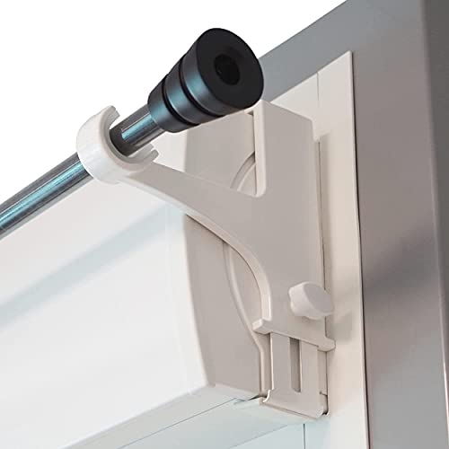 Store & Joinery 2.0 Set di 2 Supporti - senza forare senza adesivi - per Aste di Tenda ø20-28mm - fissaggio a tensione su Cassonetto per Avvolgibili Altezza 14-24 cm bianco - Qualità Francese