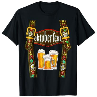 Lederhose Hosenträger Oktoberfest Bayerisch München Bier Herren T-Shirt