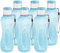 MILTON Water Bottle Kids Reusable Leakproof 12 Oz Plastic Wide Mouth Large Big Drink Bottle BPA & Leak Free with Handle Strap Carrier for Cycling Camping Hiking Gym Yoga (Blue 6 pack)